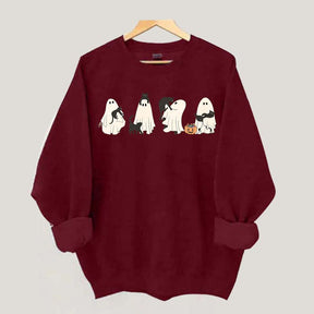 Ghost And Cat Lower Halloween Sweatshirt