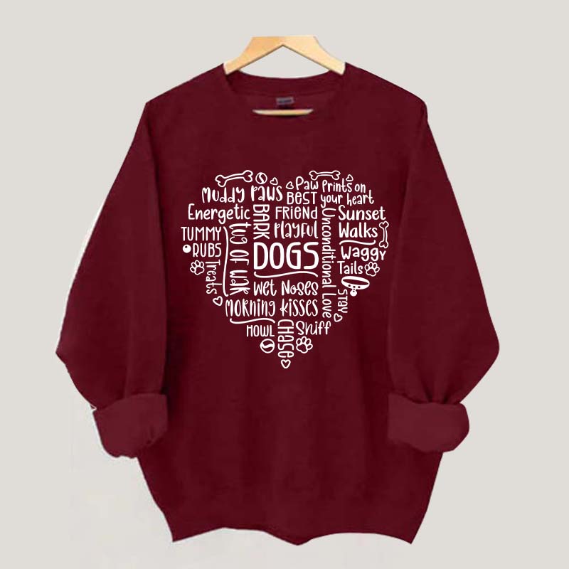 Dog Mom Words in Heart Sweatshirt