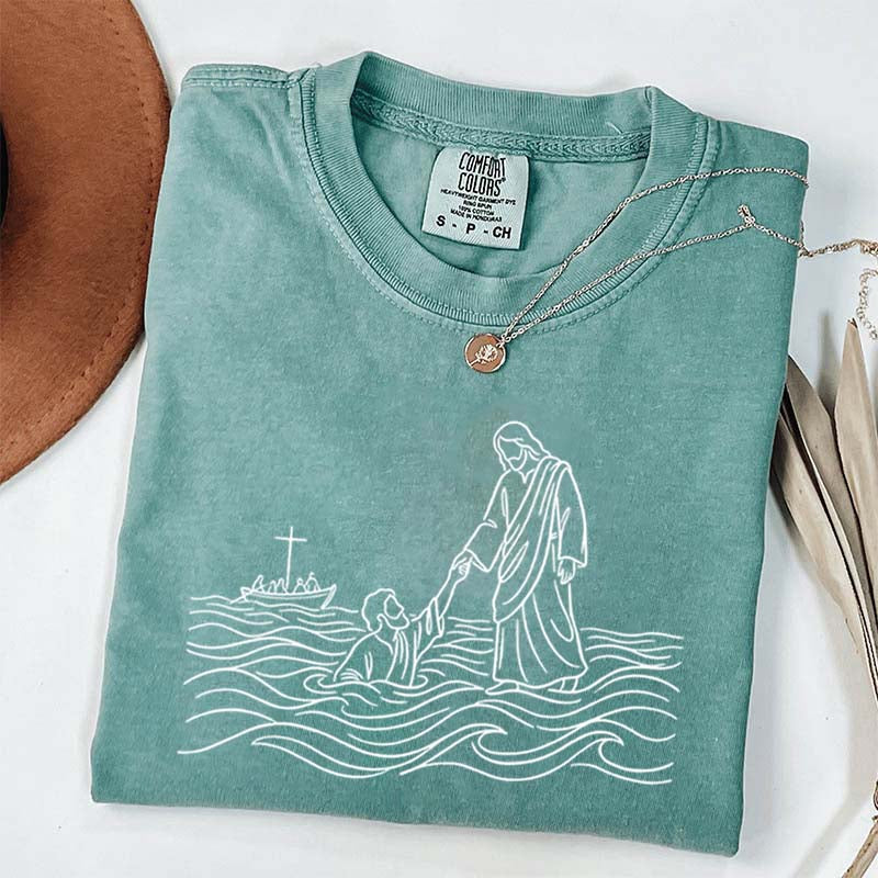Jesus Walking on Water Comfort Colors T-Shirt