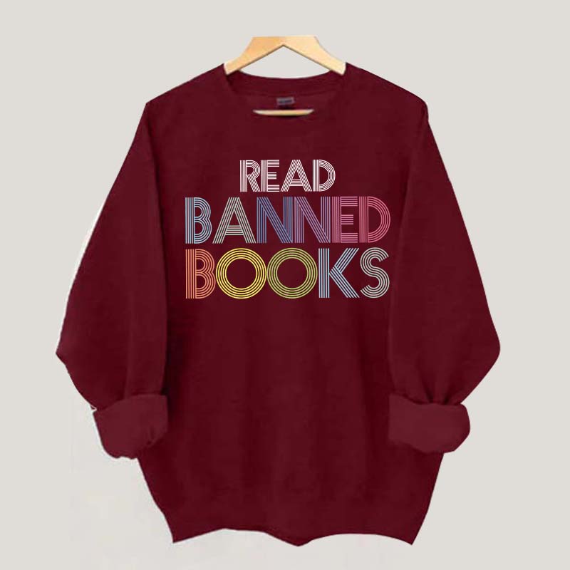 Retro Read Banned Books Rainbow Sweatshirt