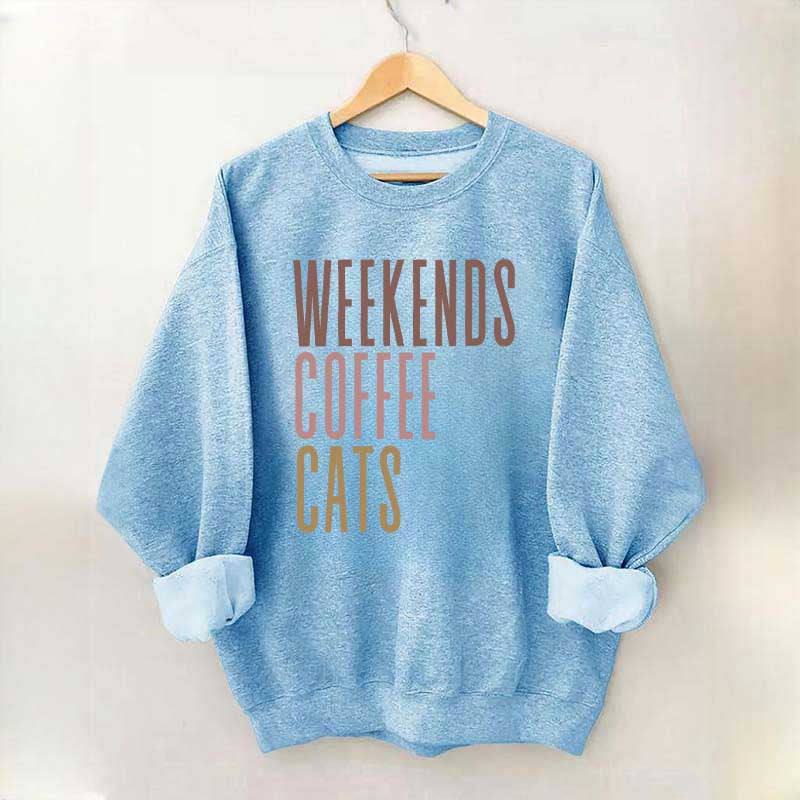 Weekends Coffee Cats Sweatshirt