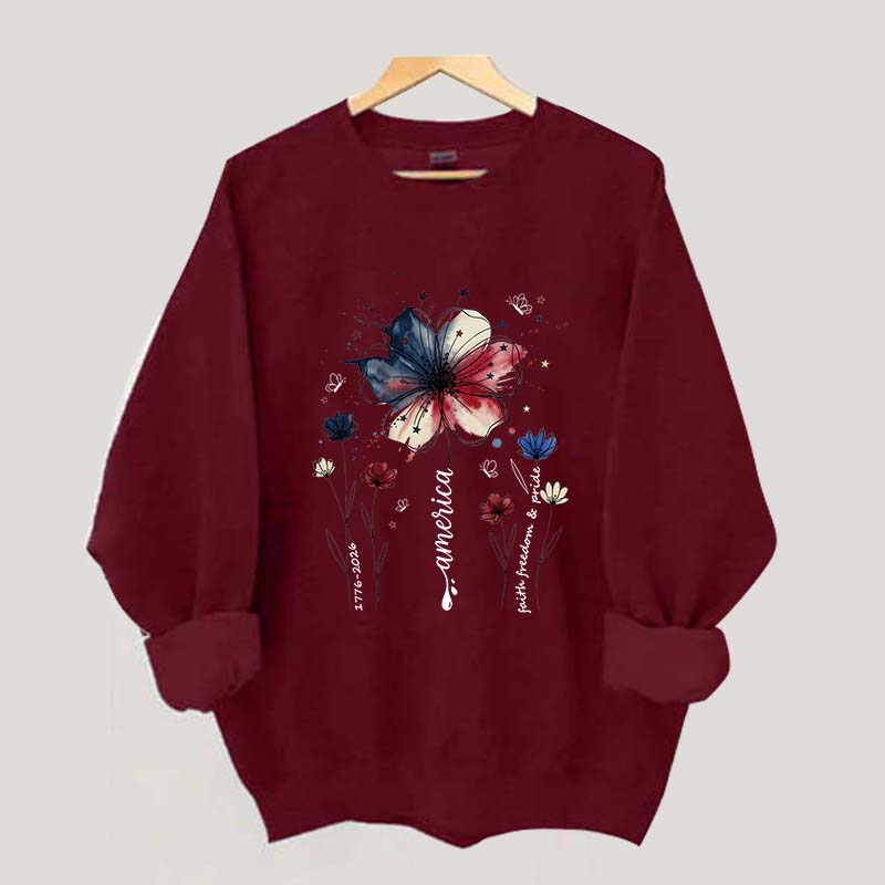 USA 250th Anniversary Floral Sweatshirt