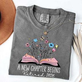Floral Teachers 'A New Chapter Begins' Retired T-Shirt
