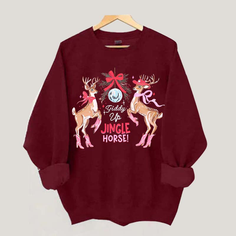 Preppy Cowgirl Christmas Reindeer Sweatshirt