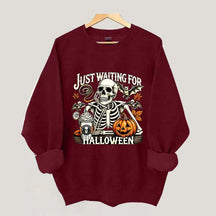 Just Waiting for Halloween Retro Halloween Sweatshirt