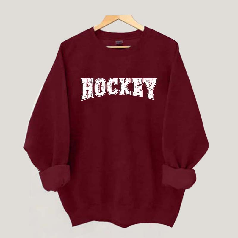 Retro Hockey Player Sporty Sweatshirt