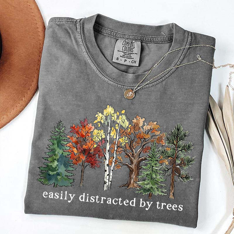Easily Distracted by Trees Camping Hiking T-Shirt