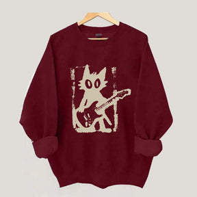 Rock Star Cat Electric Guitar Kitty Sweatshirt