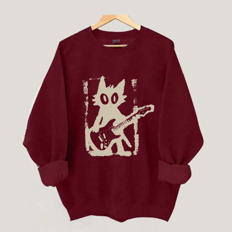 Rock Star Cat Electric Guitar Kitty Sweatshirt