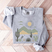 Western Desert Cactus Mountain Sweatshirt