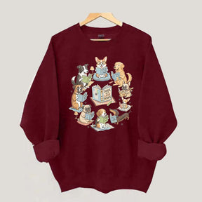 Bookworm Fiction Dog Reading Sweatshirt