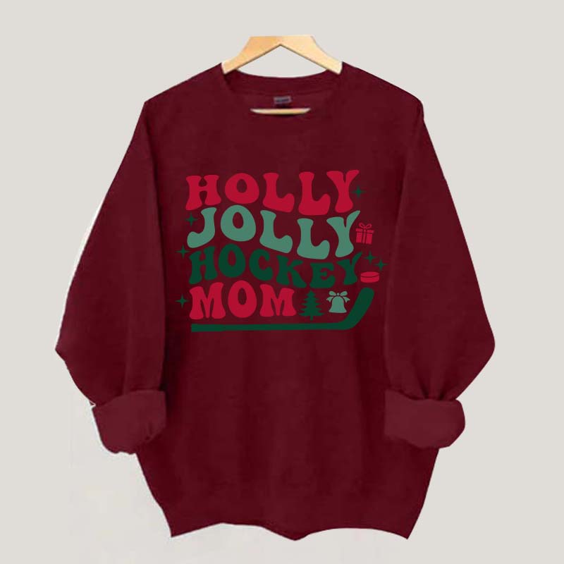 Holly Jolly Hockey Mom Christmas Sweatshirt