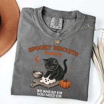 Kitty Biscuits Spooky Season Black Cat Halloween T-Shirt