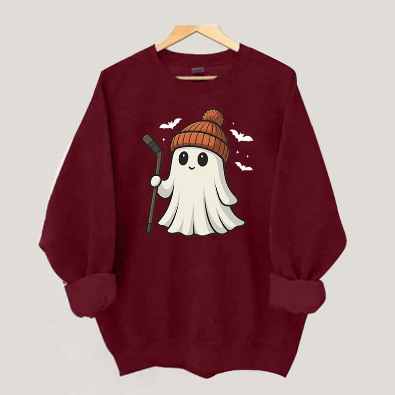 Fun Hockey Halloween Cute Ghost Sweatshirt