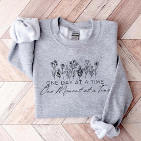 One Day At A Time Inspirational Floral Sweatshirt