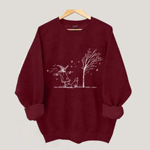 Minimalist Halloween Scarecrow Dog Tree Pumpkin Sweatshirt