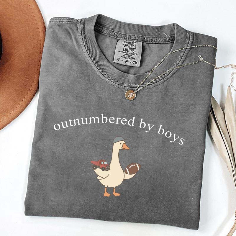 Outnumbered by Sons Mom Goose T-Shirt