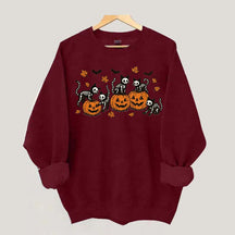 Retro Skeleton Fall Black Cat Pumpkin Sweatshirt