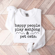 Happy People Play Mahjong & Pet Cats Sweatshirt