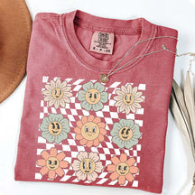Retro Checkered Flower T-Shirt