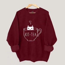 Funny Cat Tea Kitten Sweatshirt