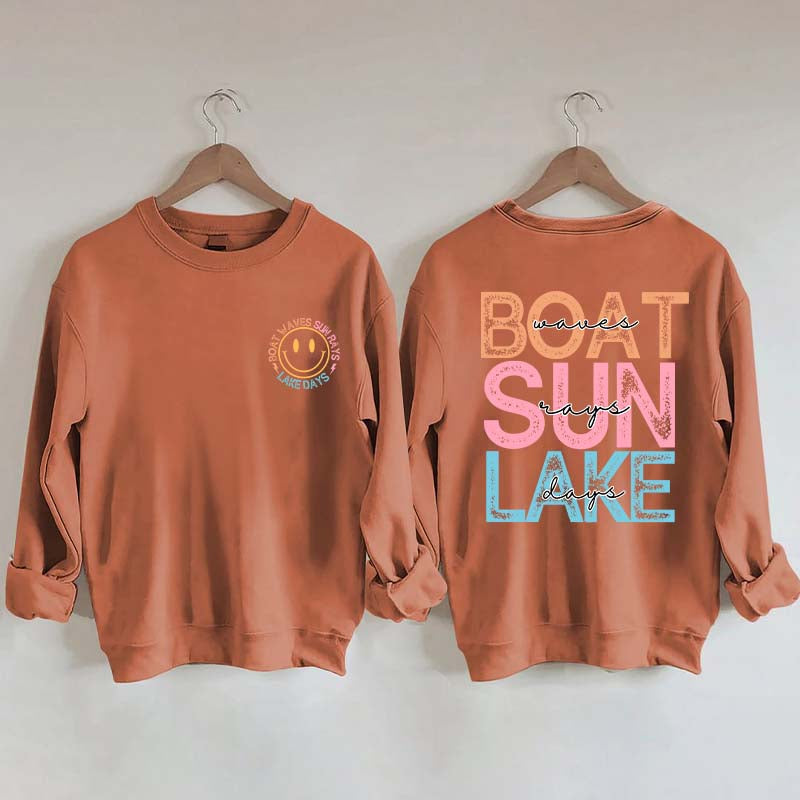 Boat Waves Sun Rays Lake Days Sweatshirt