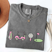 Pink Golf Cart Flag Lover T-Shirt