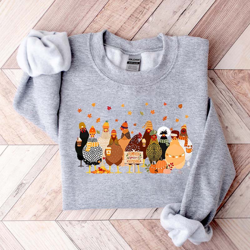 Humorous Fall Chickens Sweatshirt