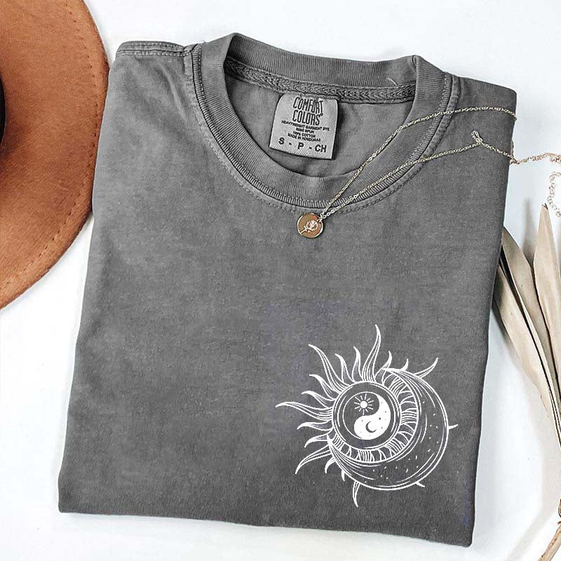 Boho Mystical Moon And Sun Yin Yang T-Shirt
