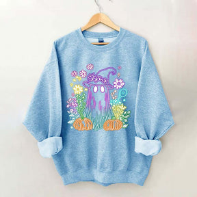 Halloween Ghost Neon Flowers Sweatshirt