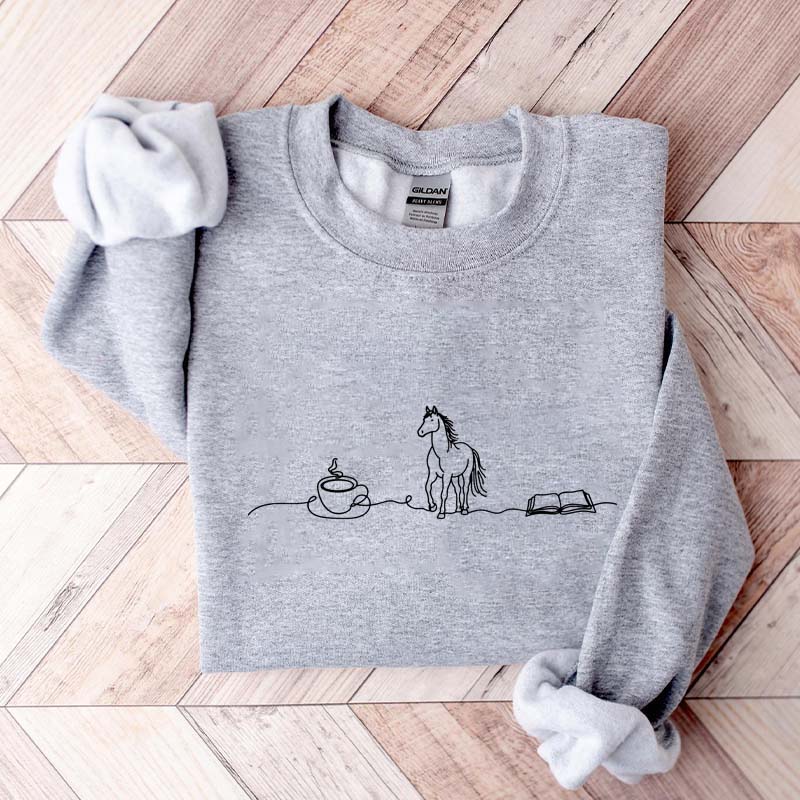 Cute Horse Coffee Book Sweatshirt