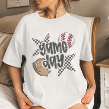 Checkered Star Sports Baseball Game Day T-Shirt