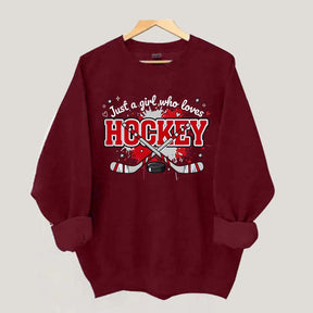 Just a Girl Who Loves Hockey Red Sweatshirt