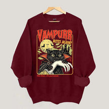 Vampurr Bites Again Halloween Black Cat Sweatshirt