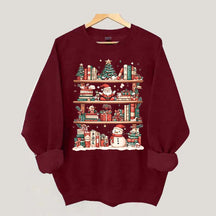 Cute Christmas Bookshelf Santa Sweatshirt