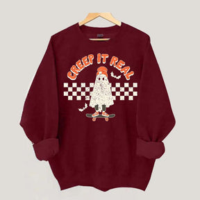 Retro Ghost Creep It Real Halloween Sweatshirt