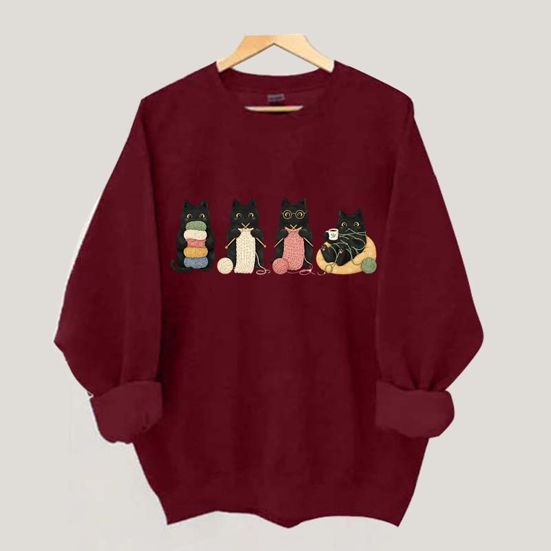 Black Cats Knitting Funny Sweatshirt