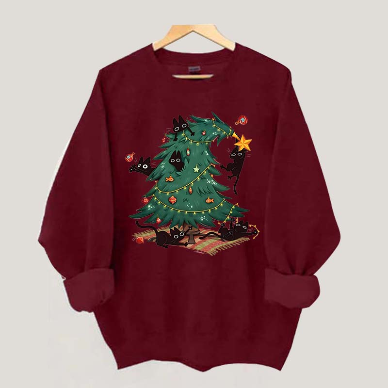 Christmas Tree And Cat Owner Sweatshirt