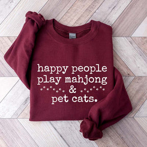 Happy People Play Mahjong & Pet Cats Sweatshirt