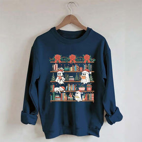 Book Lover Christmas Cute Ghost Sweatshirt