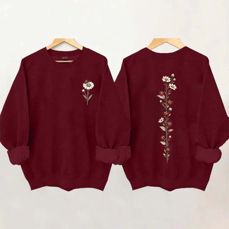 Vintage Ladybug Floral Sweatshirt
