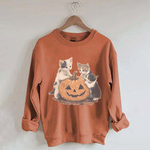 Vintage 90s Cat Halloween Pumpkin Sweatshirt
