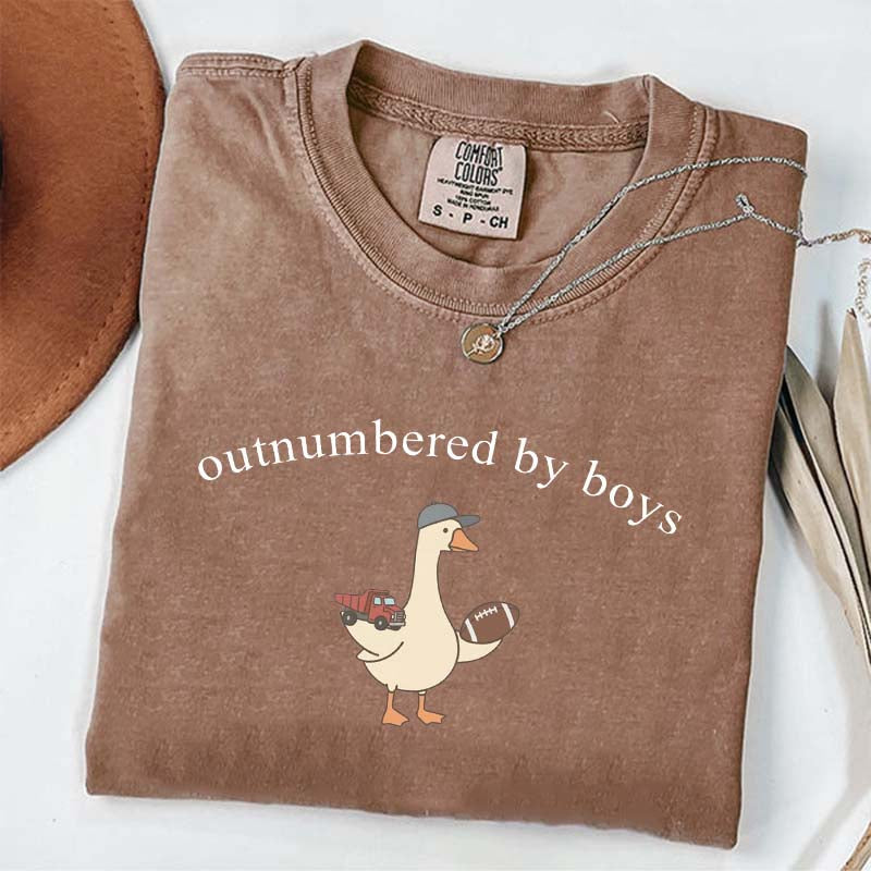Outnumbered by Sons Mom Goose T-Shirt