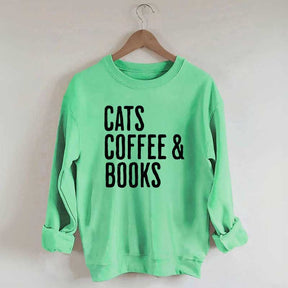 Cats Coffee And Books Sweatshirt