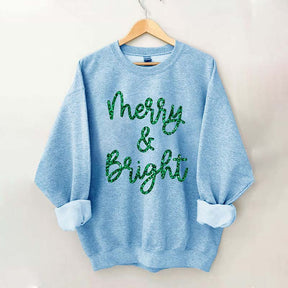 Sparkly Glitter Merry And Bright Sweatshirt