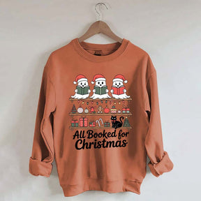 Cute Ghost All Booked For Christmas Sweatshirt