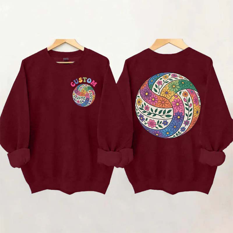 Personalized Volleyball Floral Sweatshirt