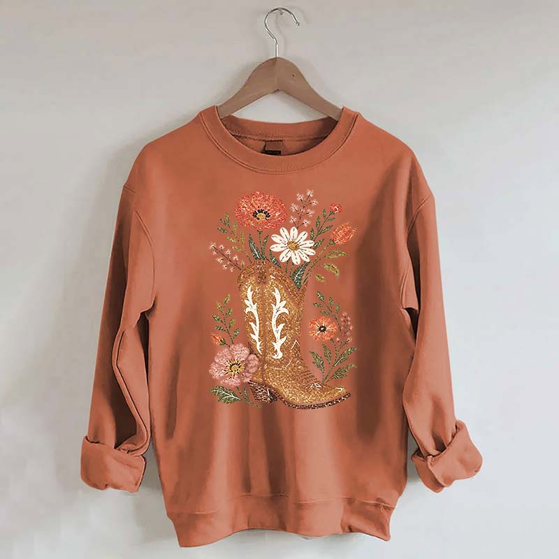 Retro Cowboy Boot Wildflower Sweatshirt