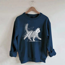 Abstract Scribble Cat Sweatshirt