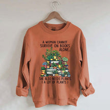 Books Plants Women Sweatshirt